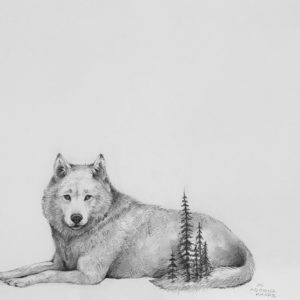 Wolf with Trees